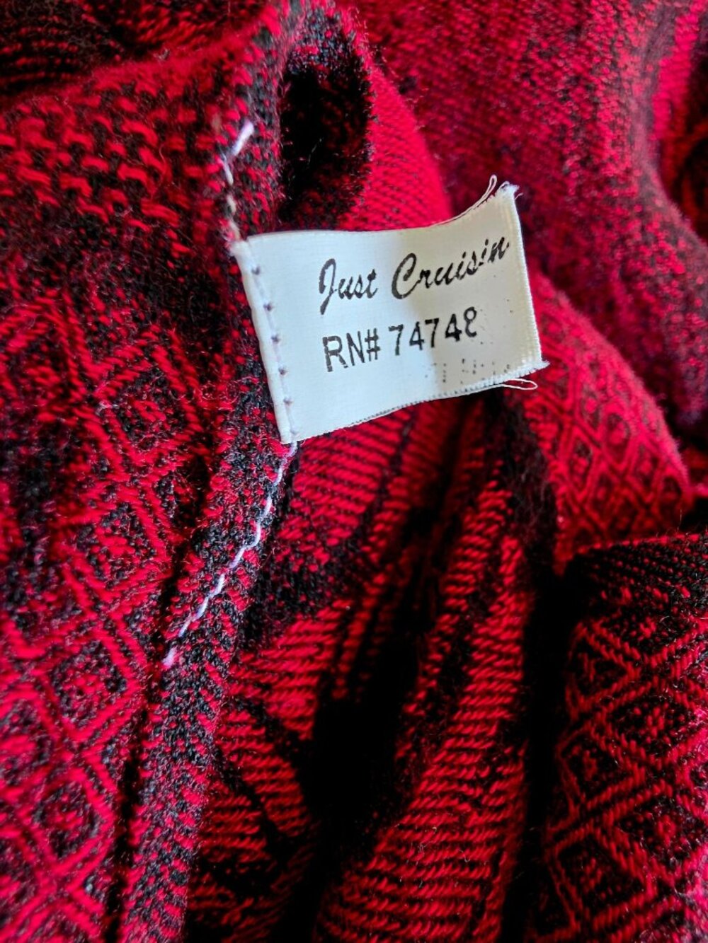 Buddha Pattern Red & Black Rayon Shawl Scarf Wrap With Fringe - 70" x 26" - Picture 12 of 12